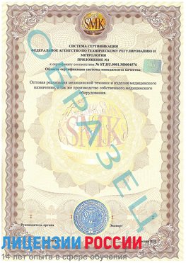 Образец сертификата соответствия (приложение) Ивантеевка Сертификат ISO 13485